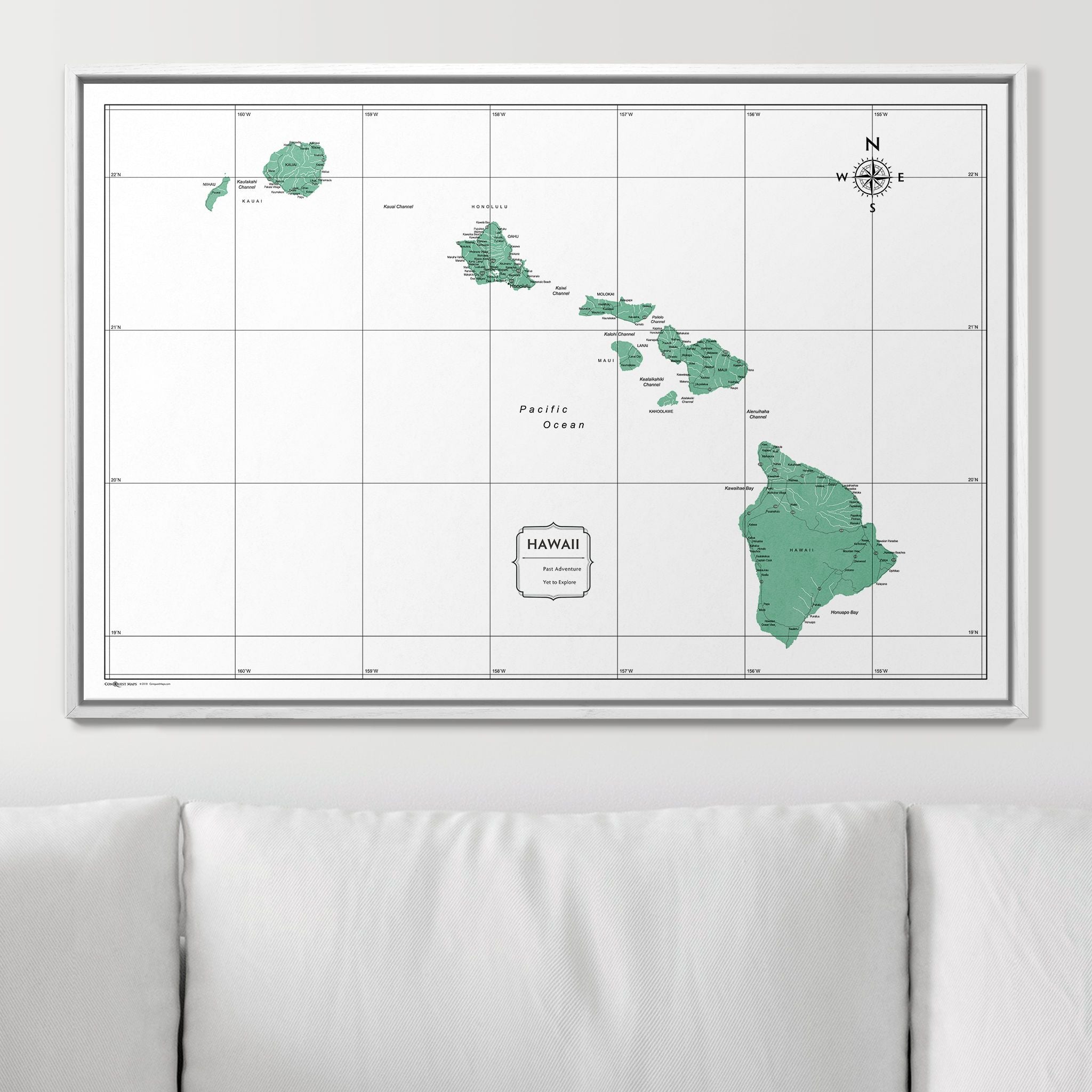 Push Pin Hawaii Map (Pin Board) - Green Color Splash CM Pin Board