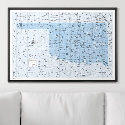 Push Pin Oklahoma Map (Pin Board) - Light Blue Color Splash CM Pin Board