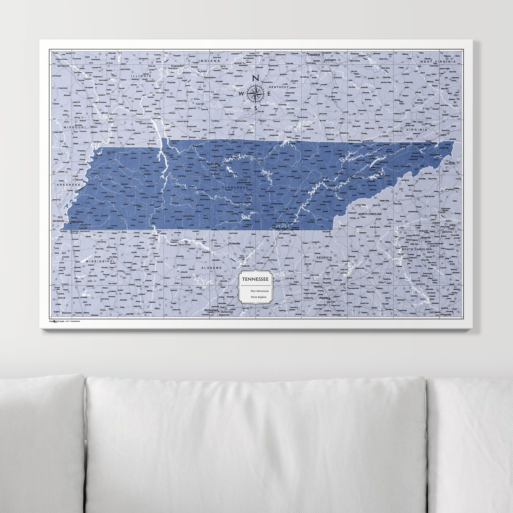 Push Pin Tennessee Map (Pin Board) - Navy Color Splash CM Pin Board