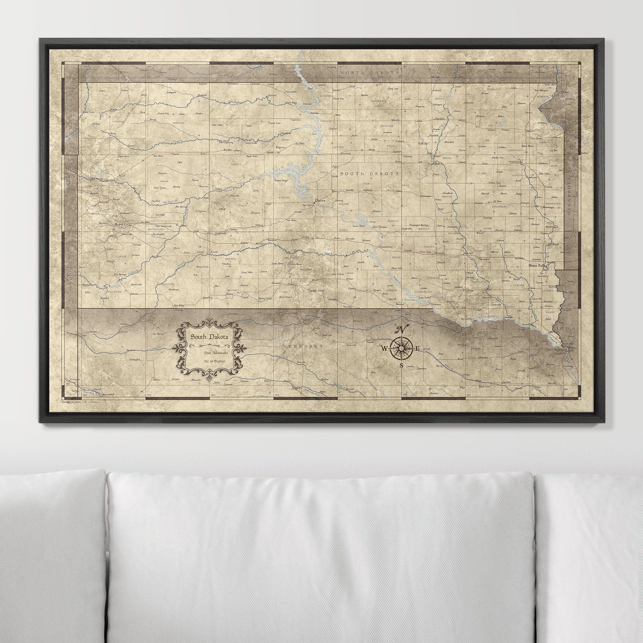 Push Pin South Dakota Map (Pin Board) - Rustic Vintage CM Pin Board