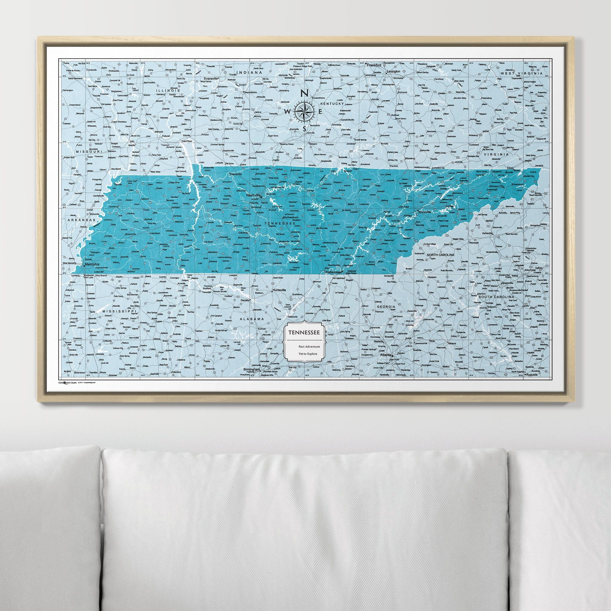 Push Pin Tennessee Map (Pin Board) - Teal Color Splash CM Pin Board