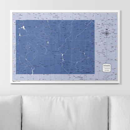 Push Pin Wyoming Map (Pin Board) - Navy Color Splash CM Pin Board