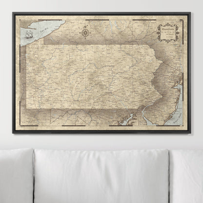 Push Pin Pennsylvania Map (Pin Board) - Rustic Vintage CM Pin Board