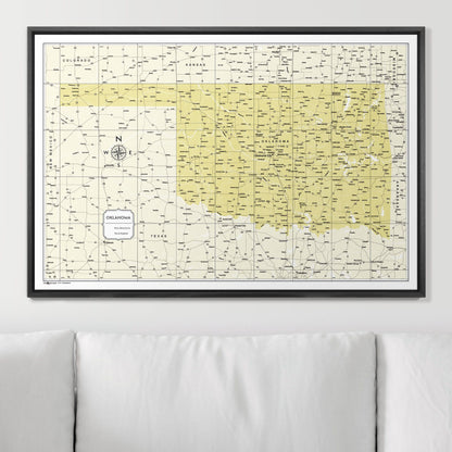 Push Pin Oklahoma Map (Pin Board) - Yellow Color Splash CM Pin Board