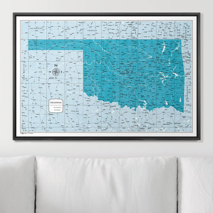 Push Pin Oklahoma Map (Pin Board) - Teal Color Splash CM Pin Board