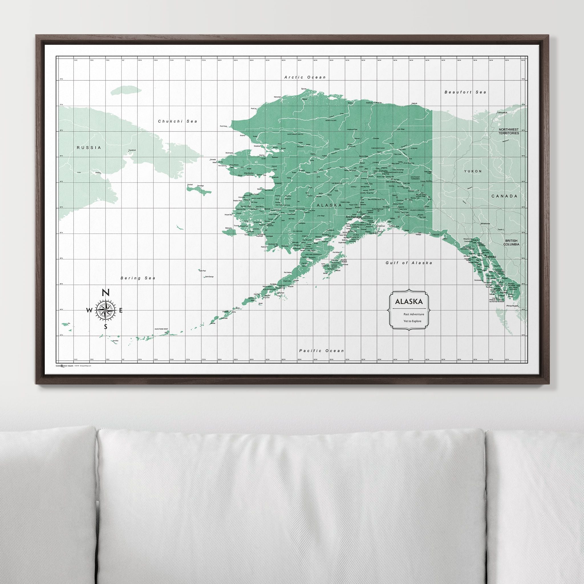 Push Pin Alaska Map (Pin Board) - Green Color Splash CM Pin Board