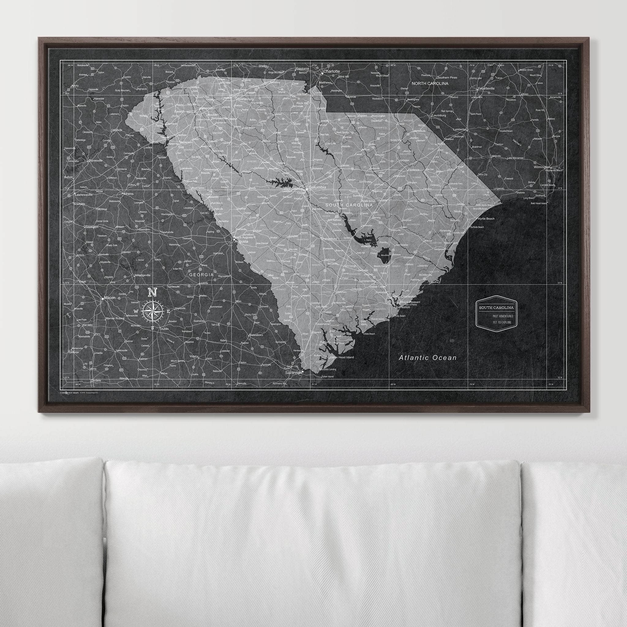 Push Pin South Carolina Map (Pin Board) - Modern Slate CM Pin Board