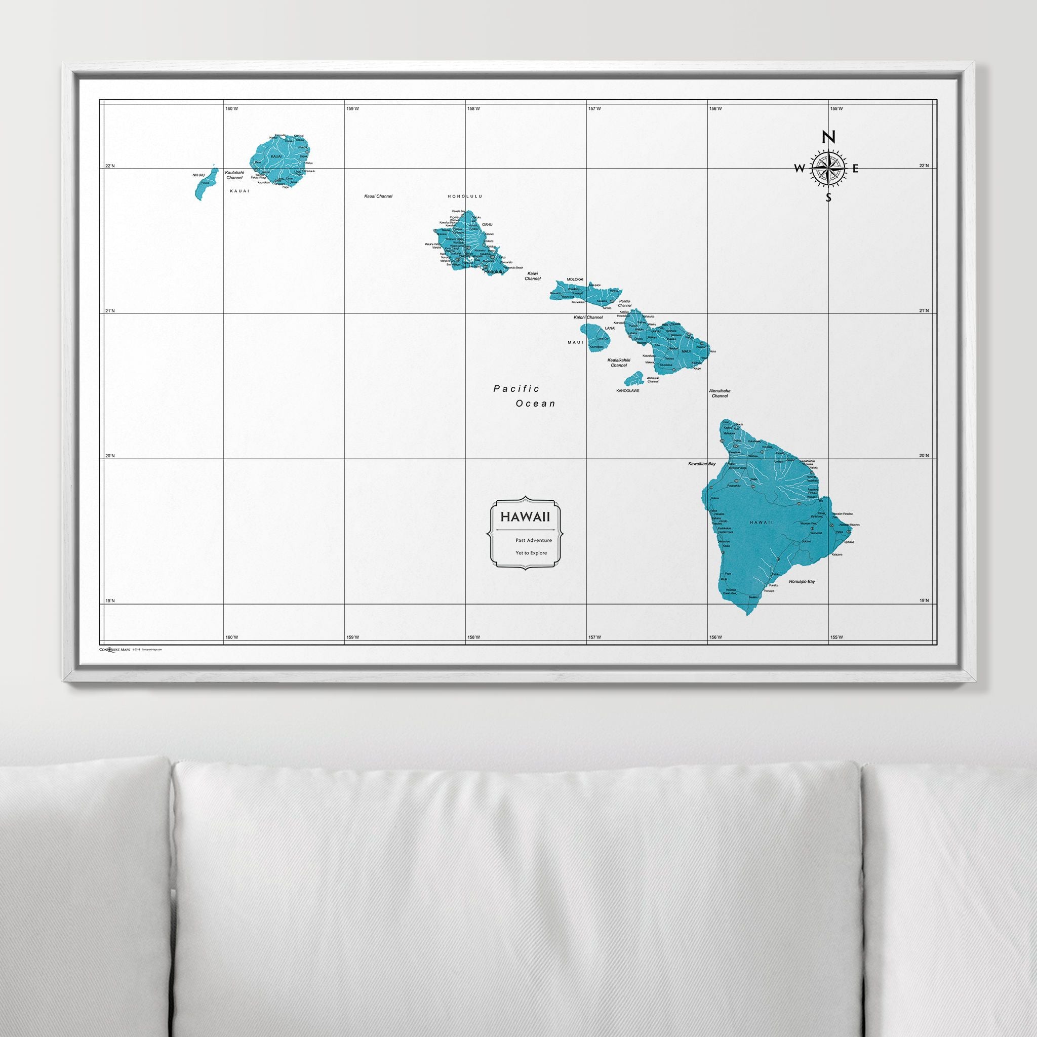 Push Pin Hawaii Map (Pin Board) - Teal Color Splash CM Pin Board