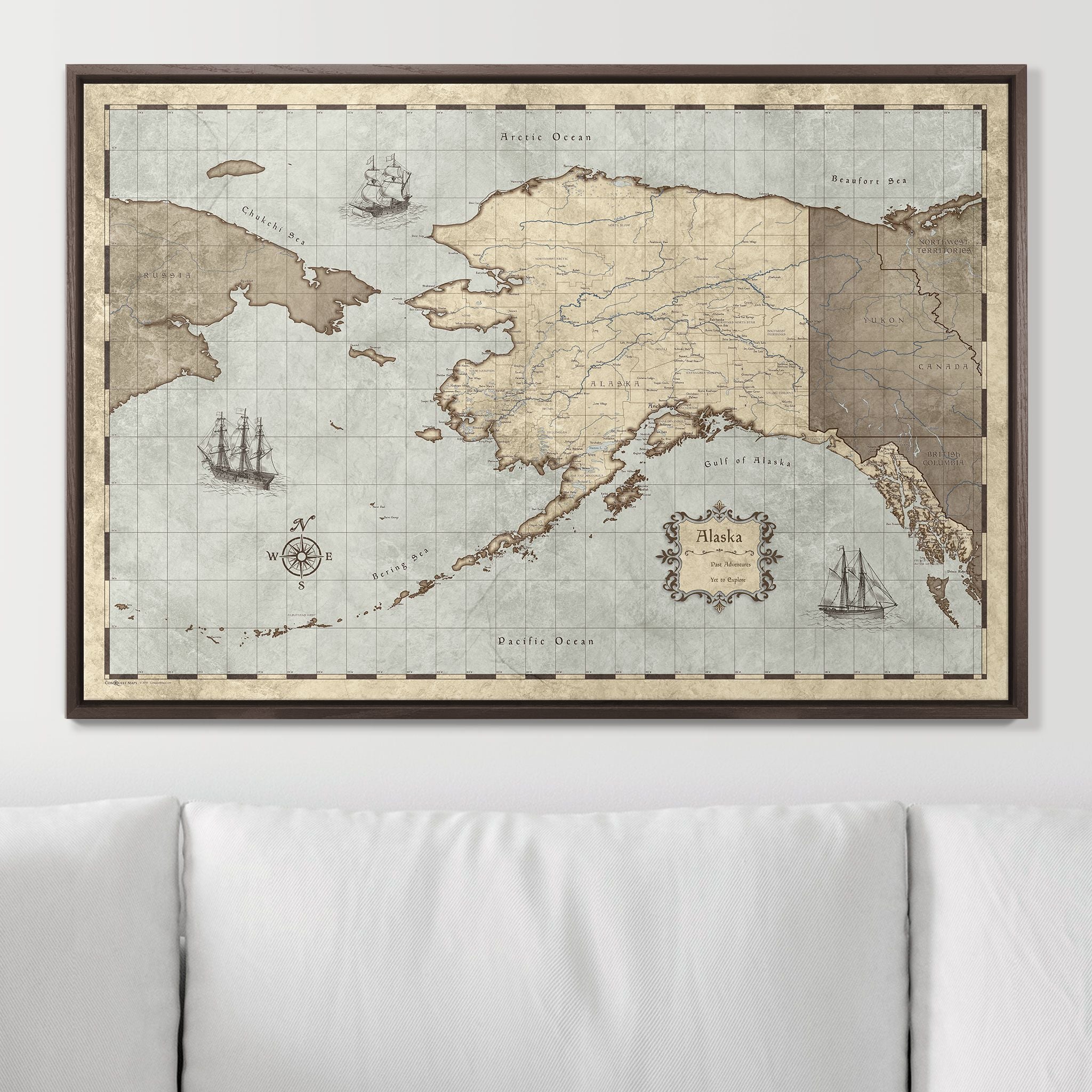 Push Pin Alaska Map (Pin Board) - Rustic Vintage CM Pin Board