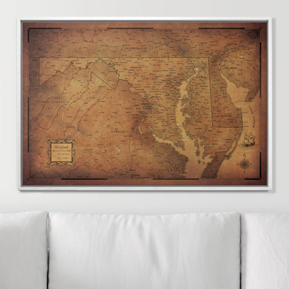 Push Pin Maryland Map (Pin Board) - Golden Aged CM Pin Board