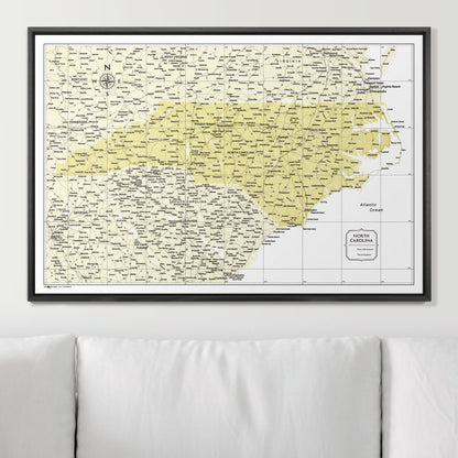 Push Pin North Carolina Map (Pin Board) - Yellow Color Splash CM Pin Board