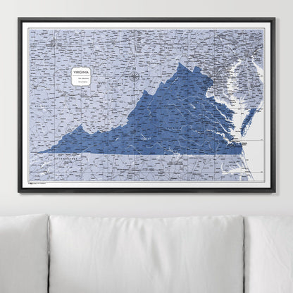 Push Pin Virginia Map (Pin Board) - Navy Color Splash CM Pin Board