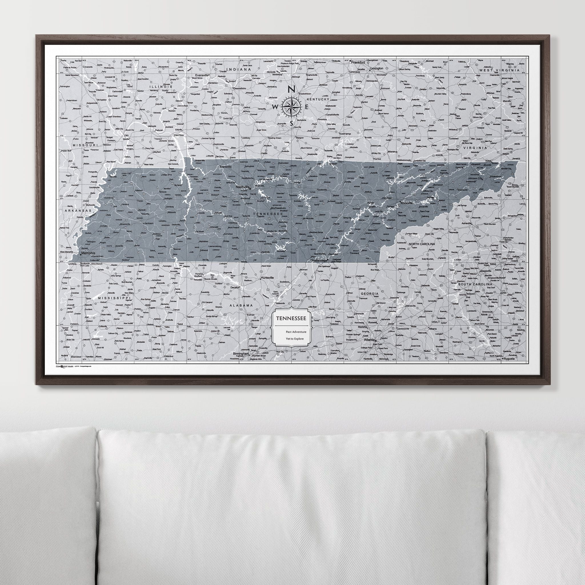 Push Pin Tennessee Map (Pin Board) - Dark Gray Color Splash CM Pin Board