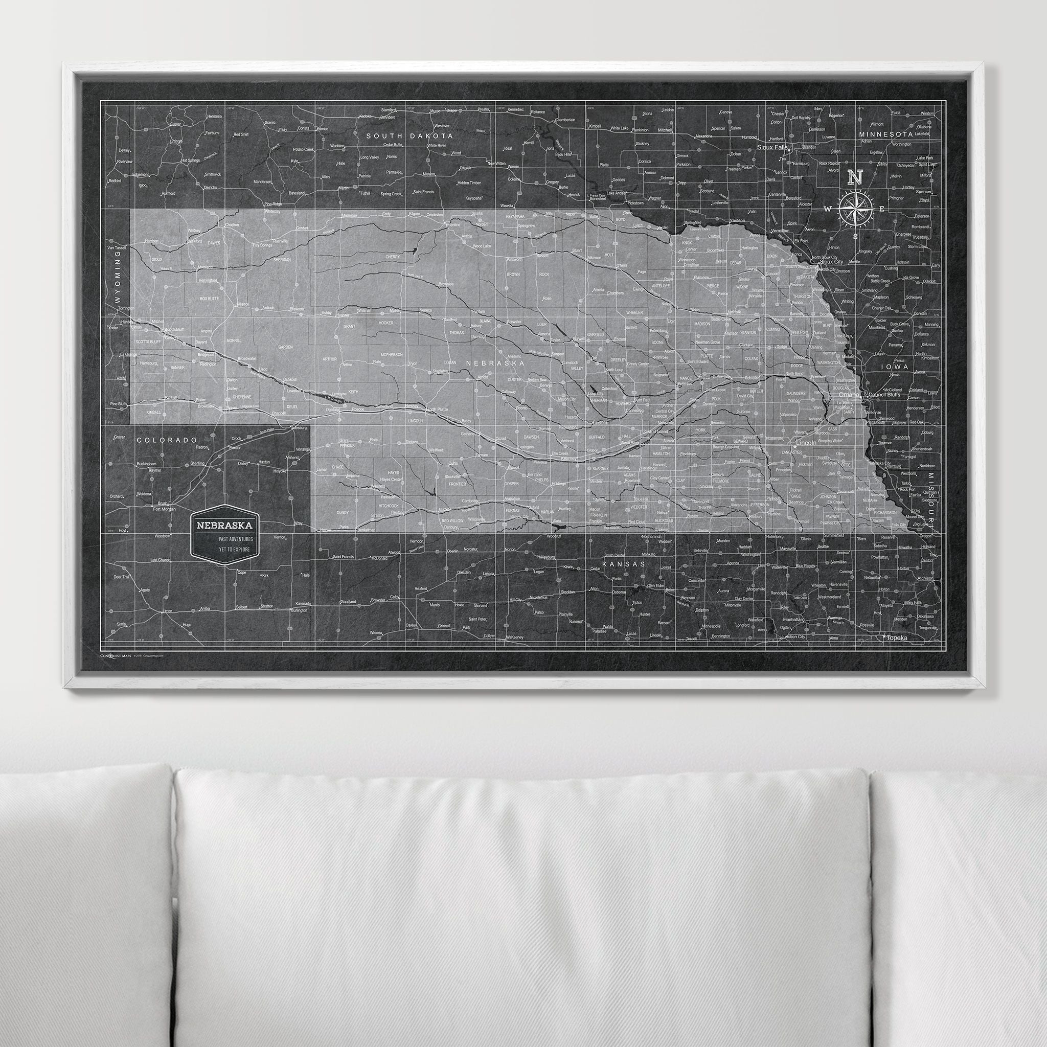 Push Pin Nebraska Map (Pin Board) - Modern Slate CM Pin Board