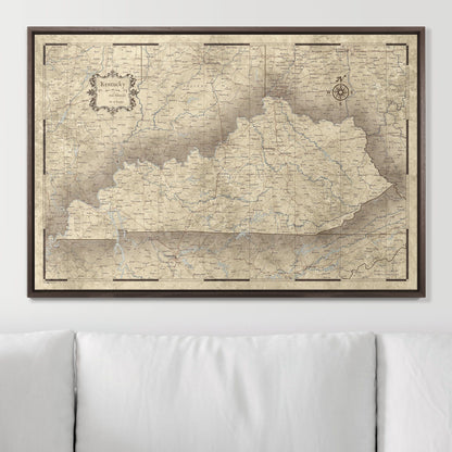 Push Pin Kentucky Map (Pin Board) - Rustic Vintage CM Pin Board