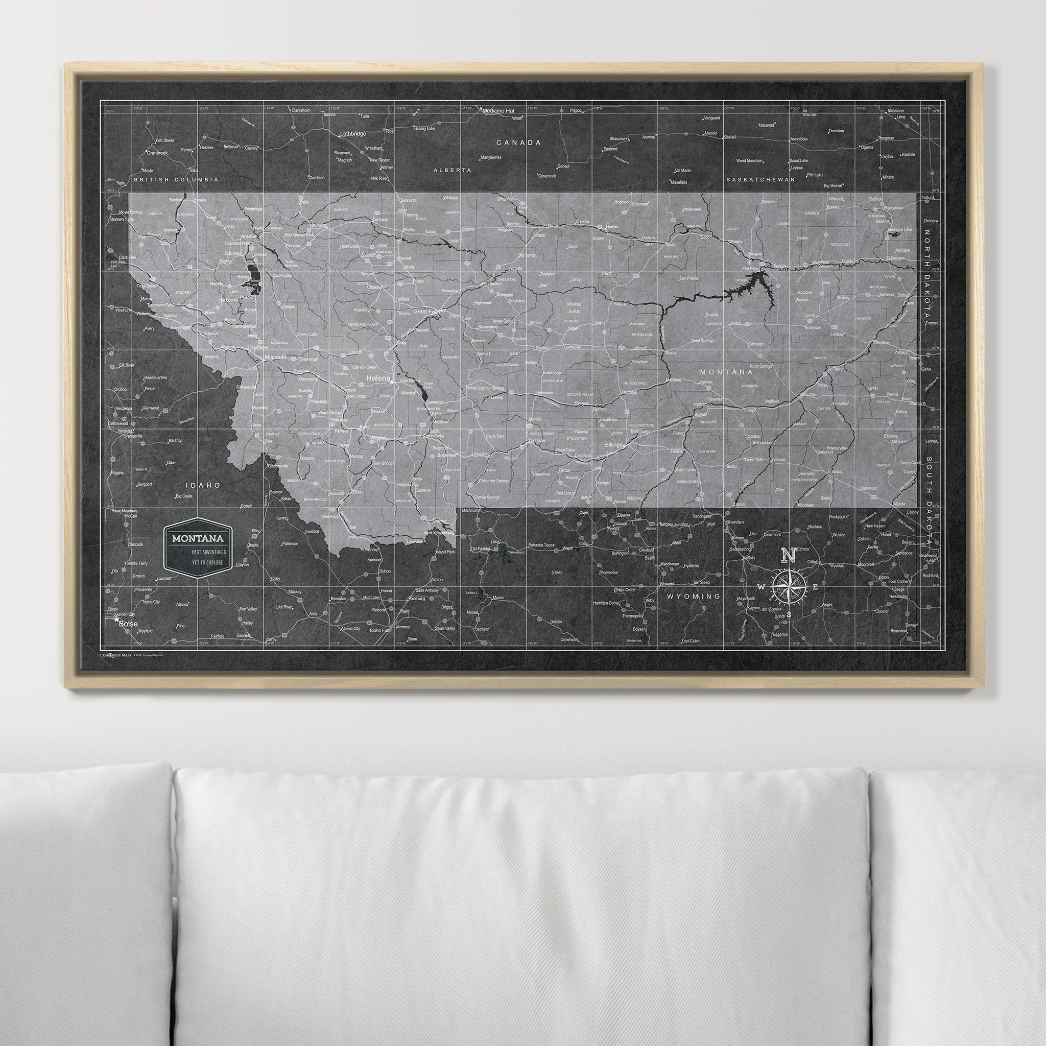 Push Pin Montana Map (Pin Board) - Modern Slate CM Pin Board