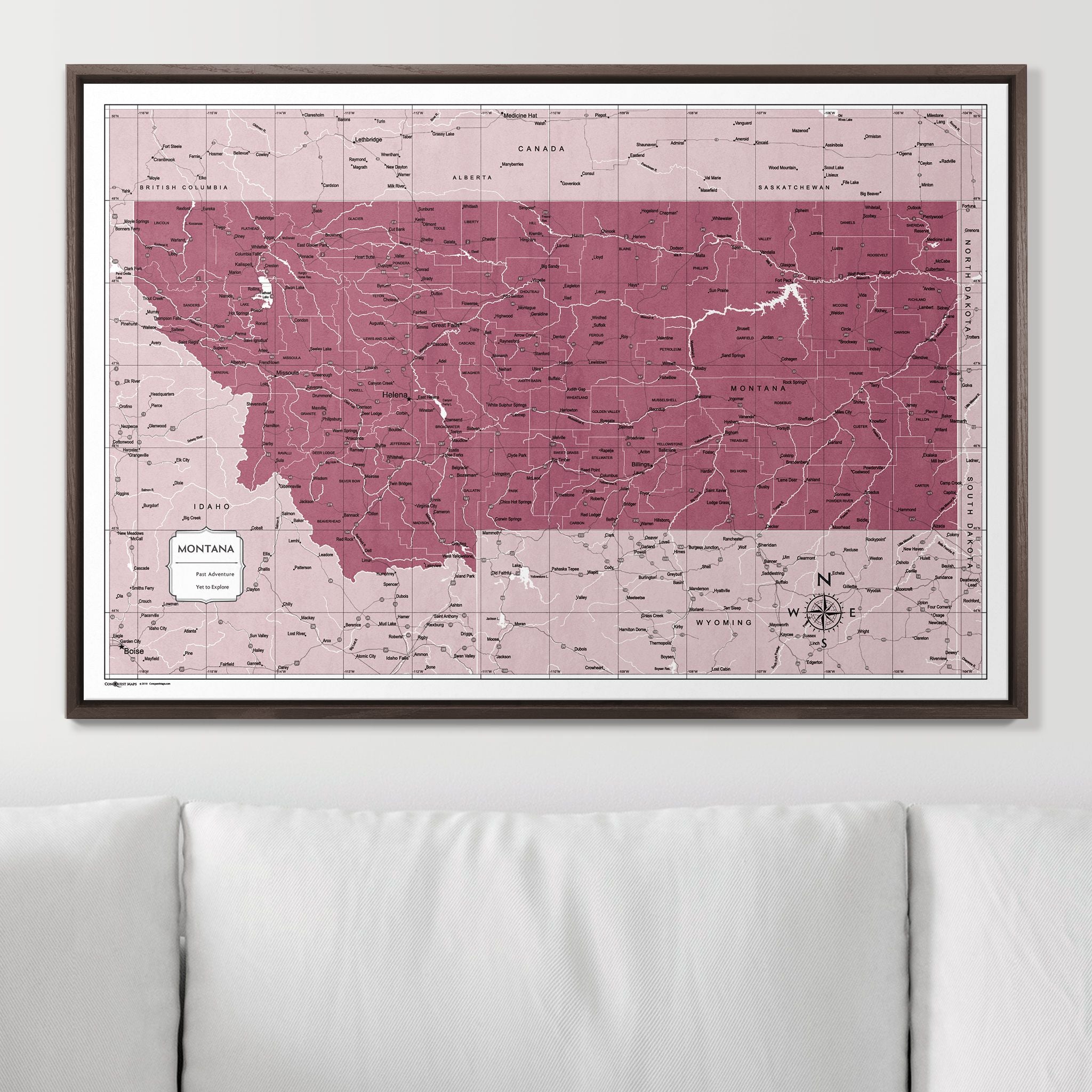 Push Pin Montana Map (Pin Board) - Burgundy Color Splash CM Pin Board