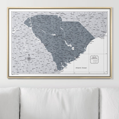 Push Pin South Carolina Map (Pin Board) - Dark Gray Color Splash CM Pin Board