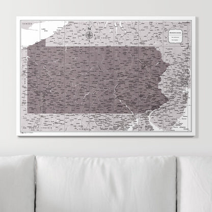 Push Pin Pennsylvania Map (Pin Board) - Dark Brown Color Splash CM Pin Board