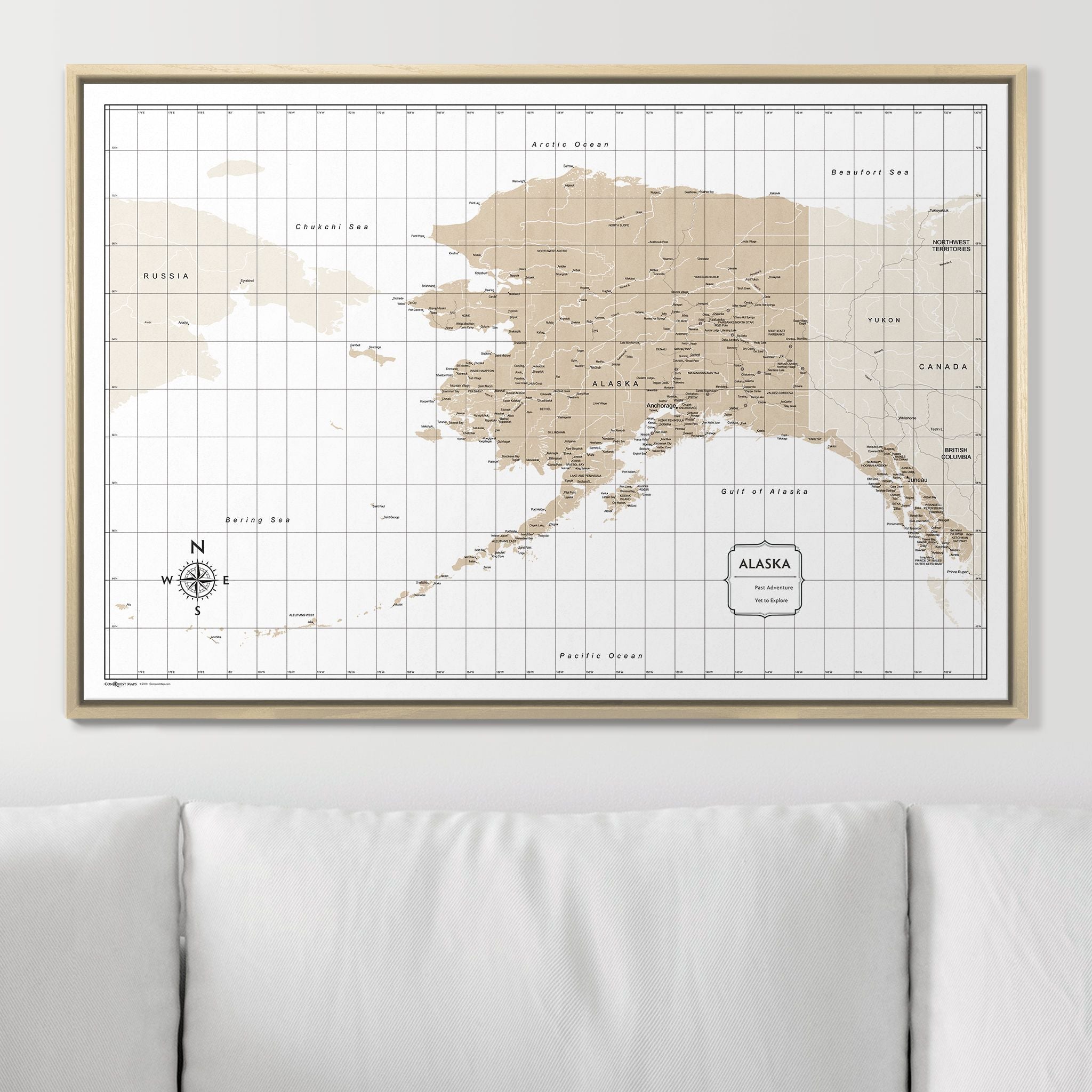 Push Pin Alaska Map (Pin Board) - Light Brown Color Splash CM Pin Board