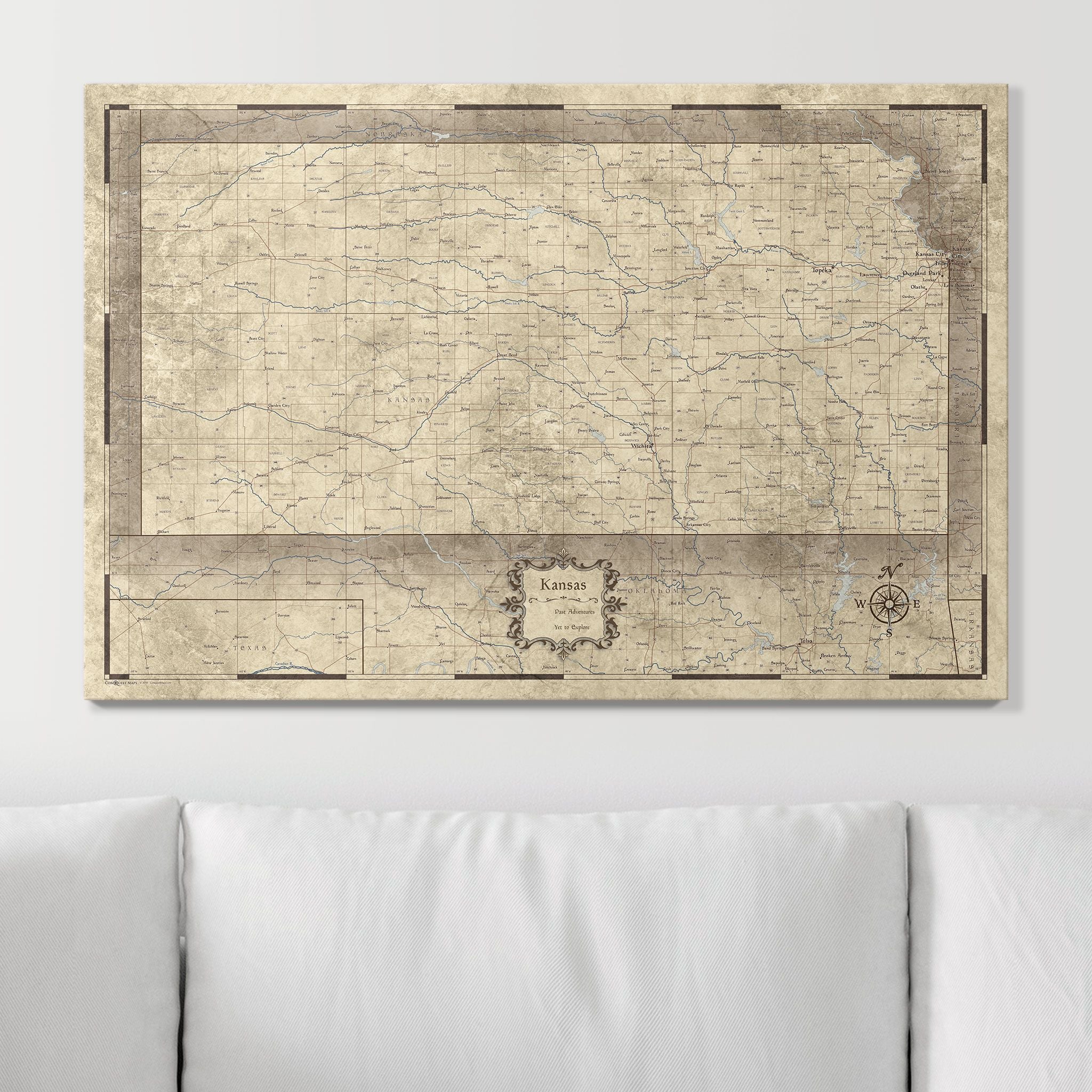 Push Pin Kansas Map (Pin Board) - Rustic Vintage CM Pin Board