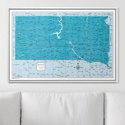 Push Pin South Dakota Map (Pin Board) - Teal Color Splash CM Pin Board