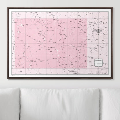 Push Pin Wyoming Map (Pin Board) - Pink Color Splash CM Pin Board