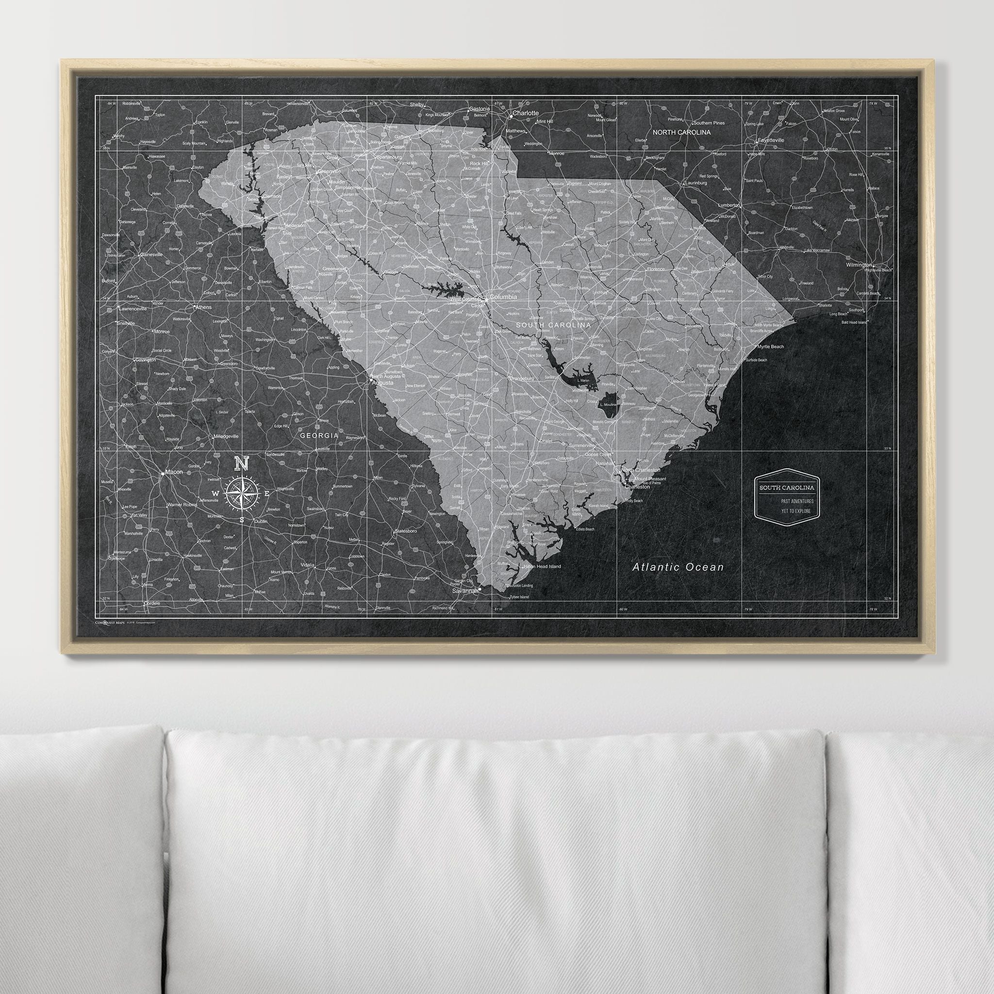 Push Pin South Carolina Map (Pin Board) - Modern Slate CM Pin Board