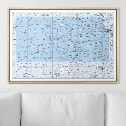 Push Pin Kansas Map (Pin Board) - Light Blue Color Splash CM Pin Board