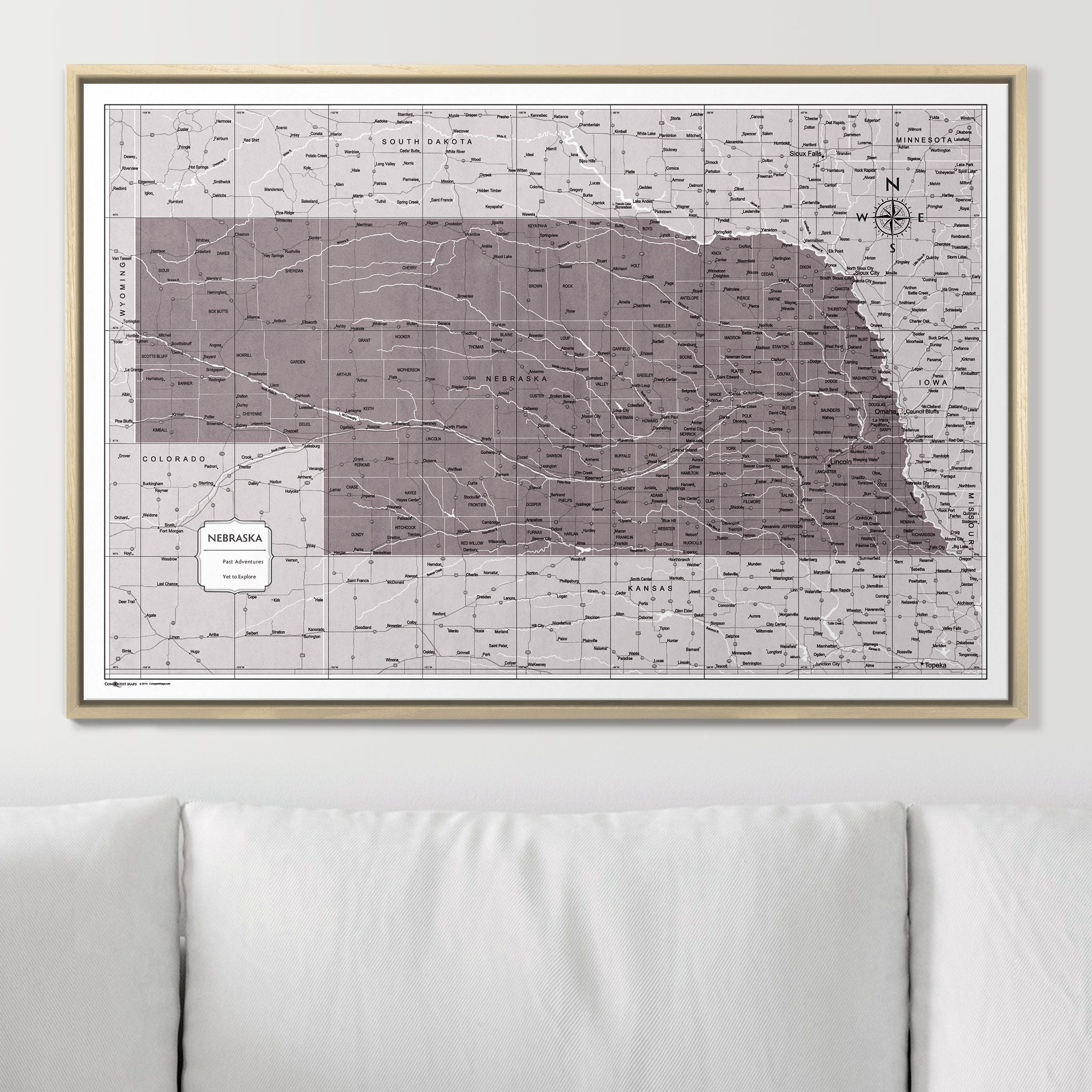 Push Pin Nebraska Map (Pin Board) - Dark Brown Color Splash CM Pin Board