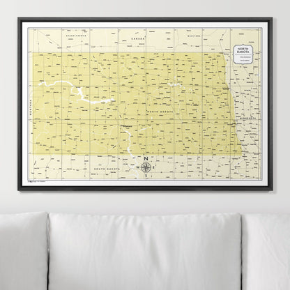 Push Pin North Dakota Map (Pin Board) - Yellow Color Splash CM Pin Board