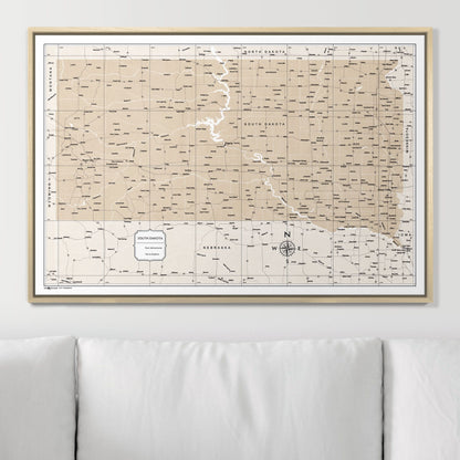 Push Pin South Dakota Map (Pin Board) - Light Brown Color Splash CM Pin Board