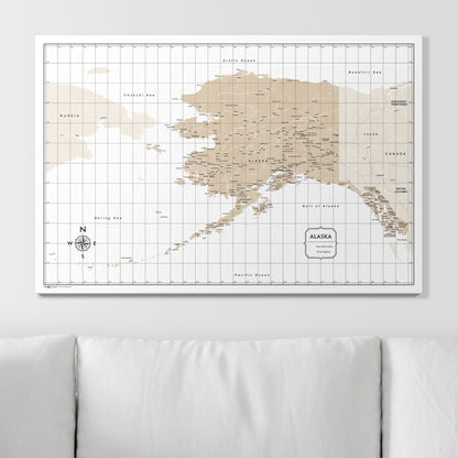 Push Pin Alaska Map (Pin Board) - Light Brown Color Splash CM Pin Board