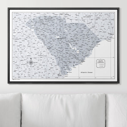 Push Pin South Carolina Map (Pin Board) - Light Gray Color Splash CM Pin Board