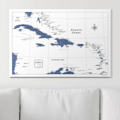 Push Pin Caribbean Map (Pin Board) - Navy Color Splash CM Pin Board