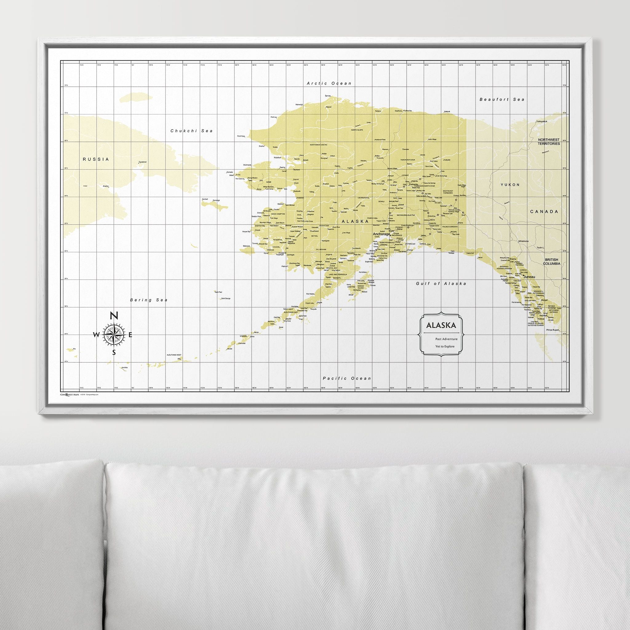 Push Pin Alaska Map (Pin Board) - Yellow Color Splash CM Pin Board