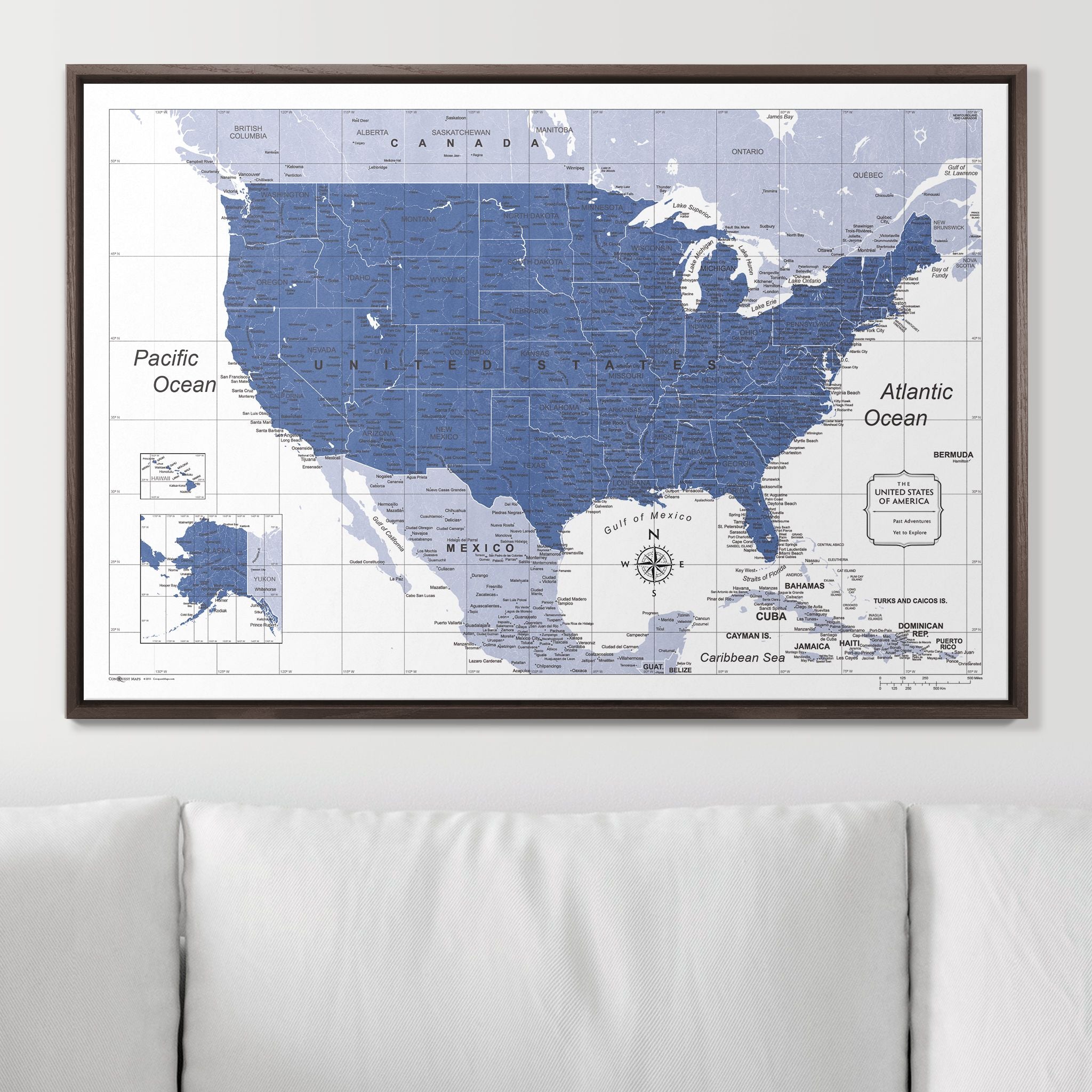 Push Pin USA Map (Pin Board) - Navy Color Splash CM Pin Board