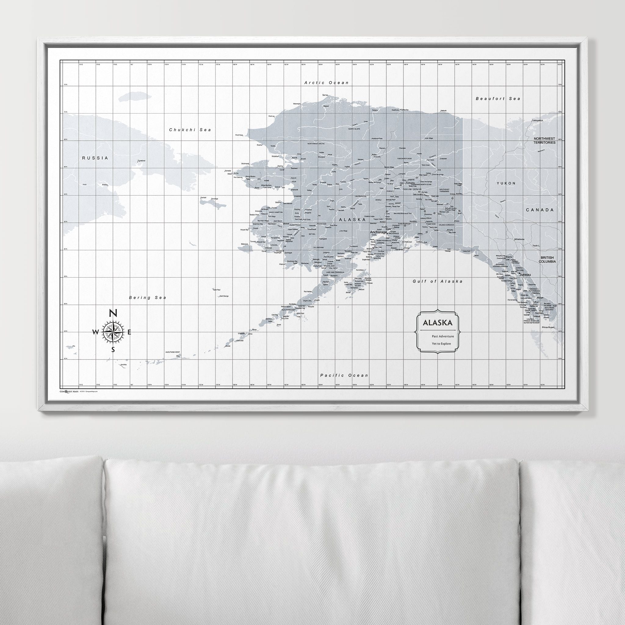 Push Pin Alaska Map (Pin Board) - Light Gray Color Splash CM Pin Board