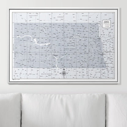 Push Pin North Dakota Map (Pin Board) - Light Gray Color Splash CM Pin Board