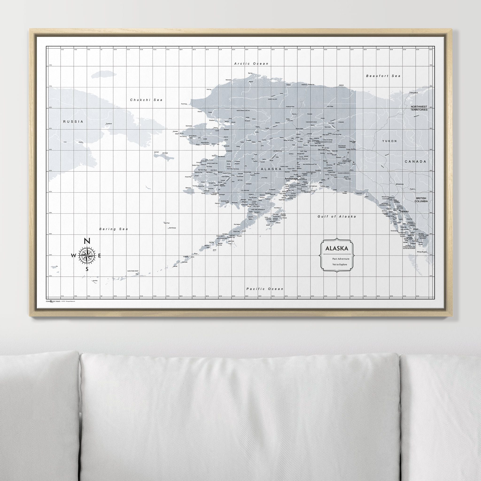 Push Pin Alaska Map (Pin Board) - Light Gray Color Splash CM Pin Board