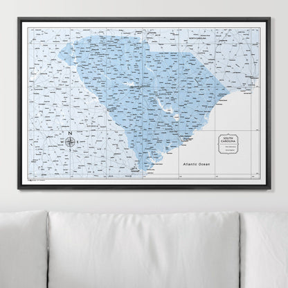 Push Pin South Carolina Map (Pin Board) - Light Blue Color Splash CM Pin Board