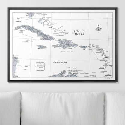 Push Pin Caribbean Map (Pin Board) - Light Gray Color Splash CM Pin Board