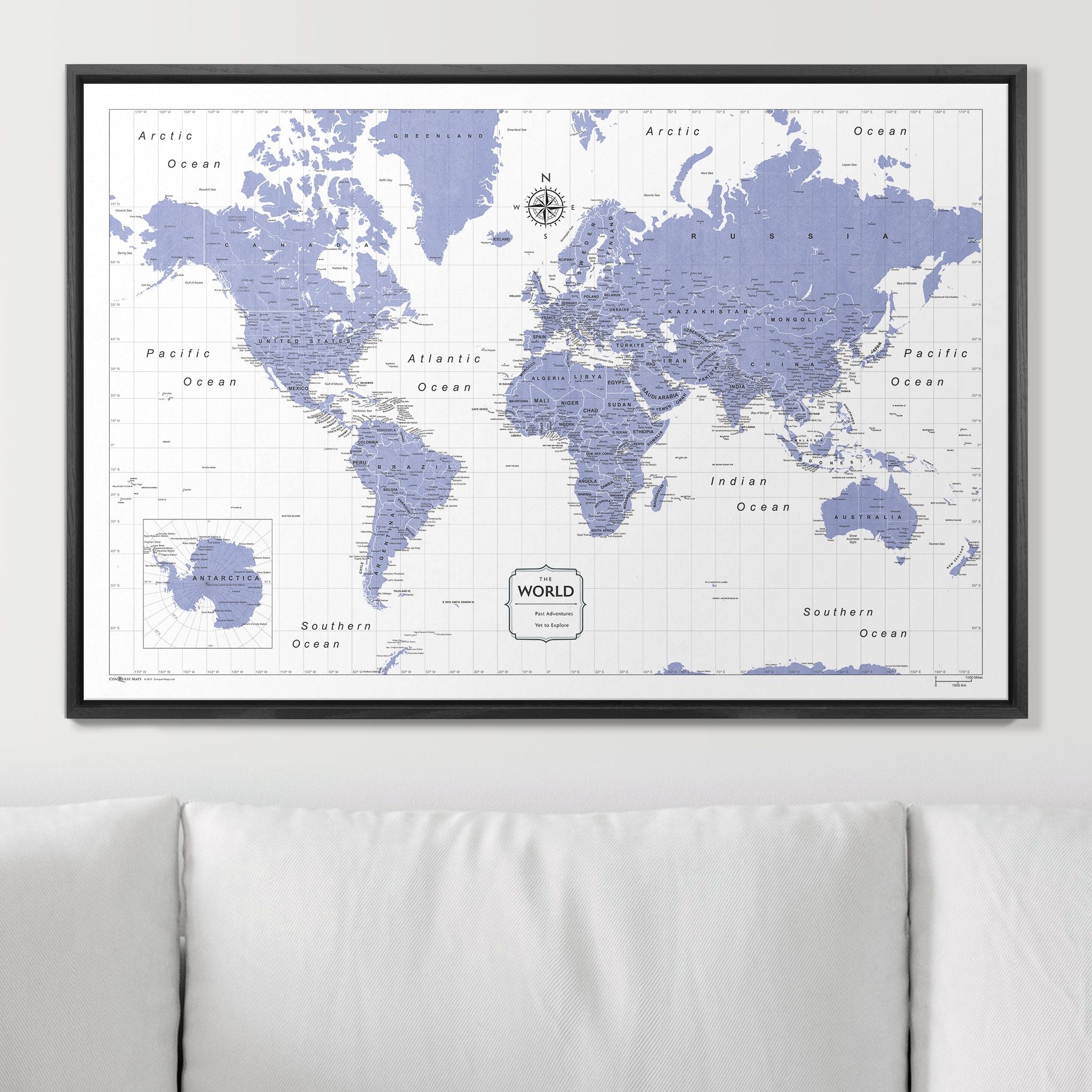 Push Pin World Map (Pin Board) - Purple Color Splash CM Pin Board