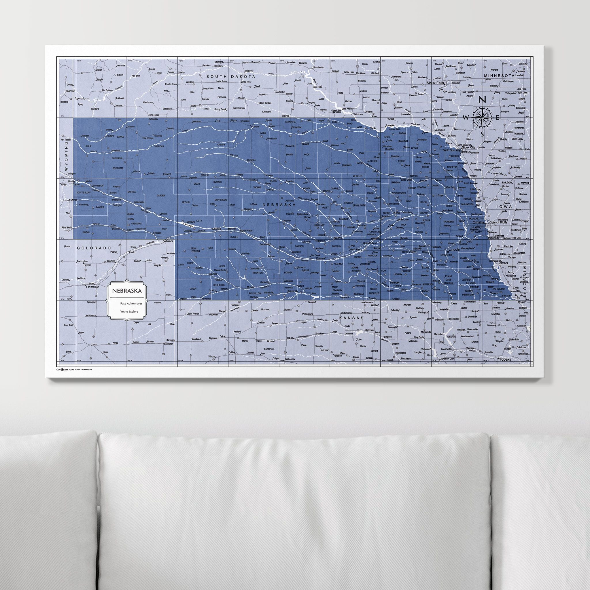 Push Pin Nebraska Map (Pin Board) - Navy Color Splash CM Pin Board