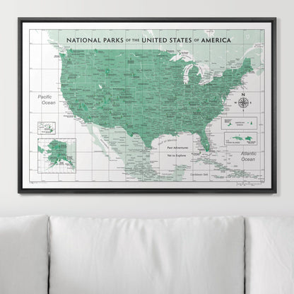 Push Pin National Parks Map (Pin Board) - Green Color Splash CM Pin Board