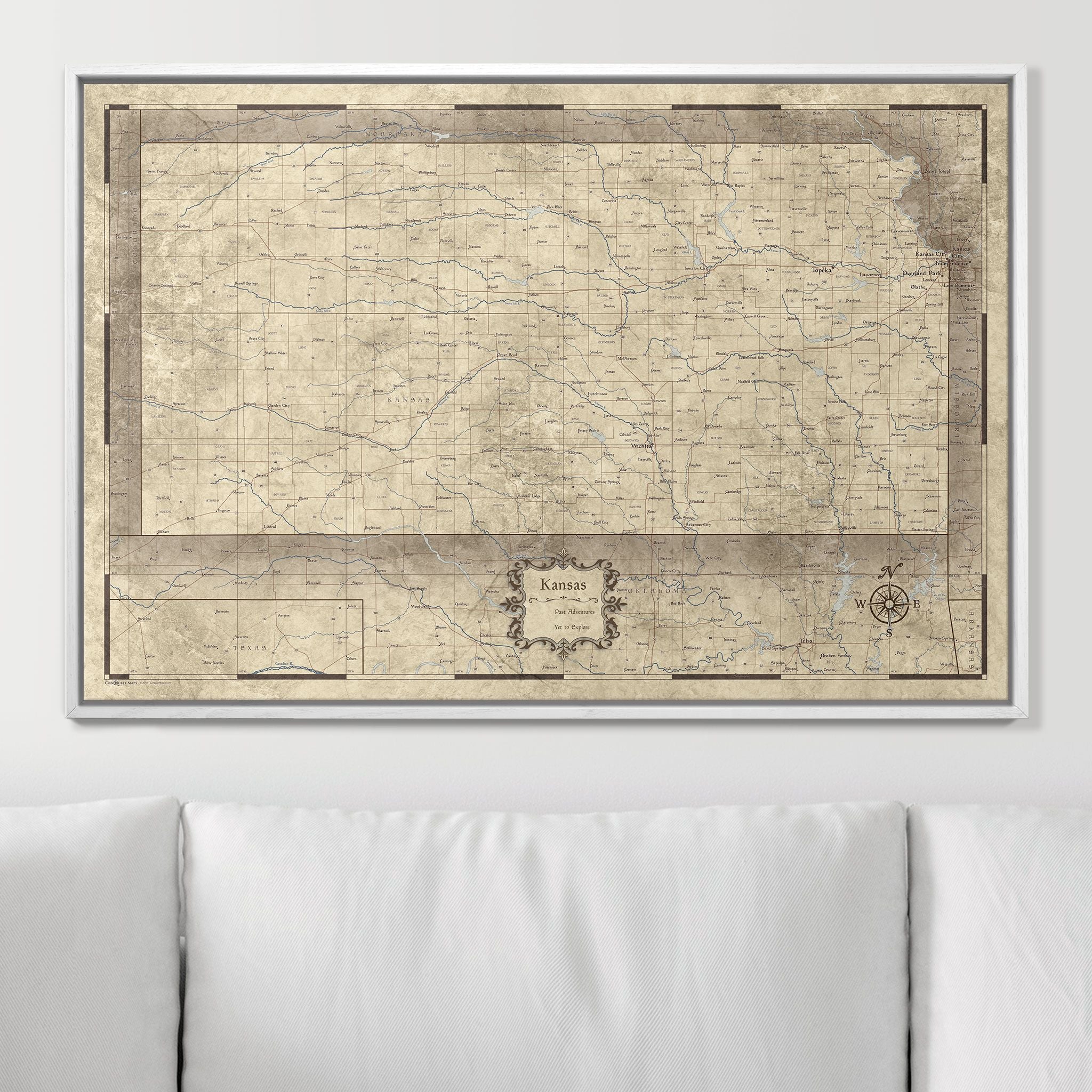 Push Pin Kansas Map (Pin Board) - Rustic Vintage CM Pin Board