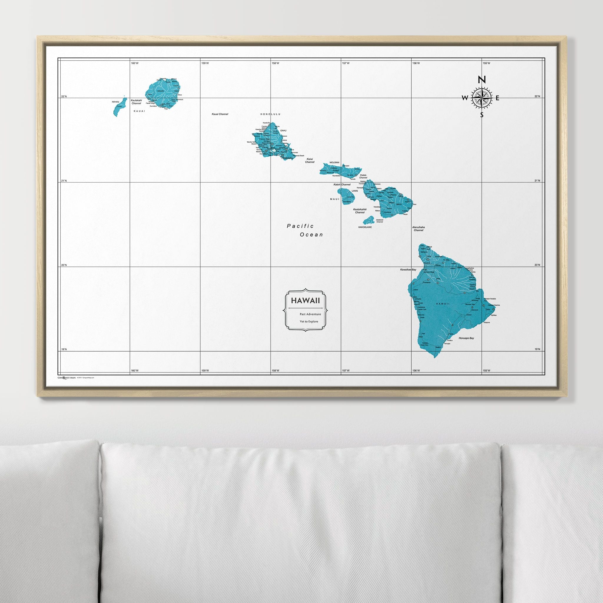 Push Pin Hawaii Map (Pin Board) - Teal Color Splash CM Pin Board