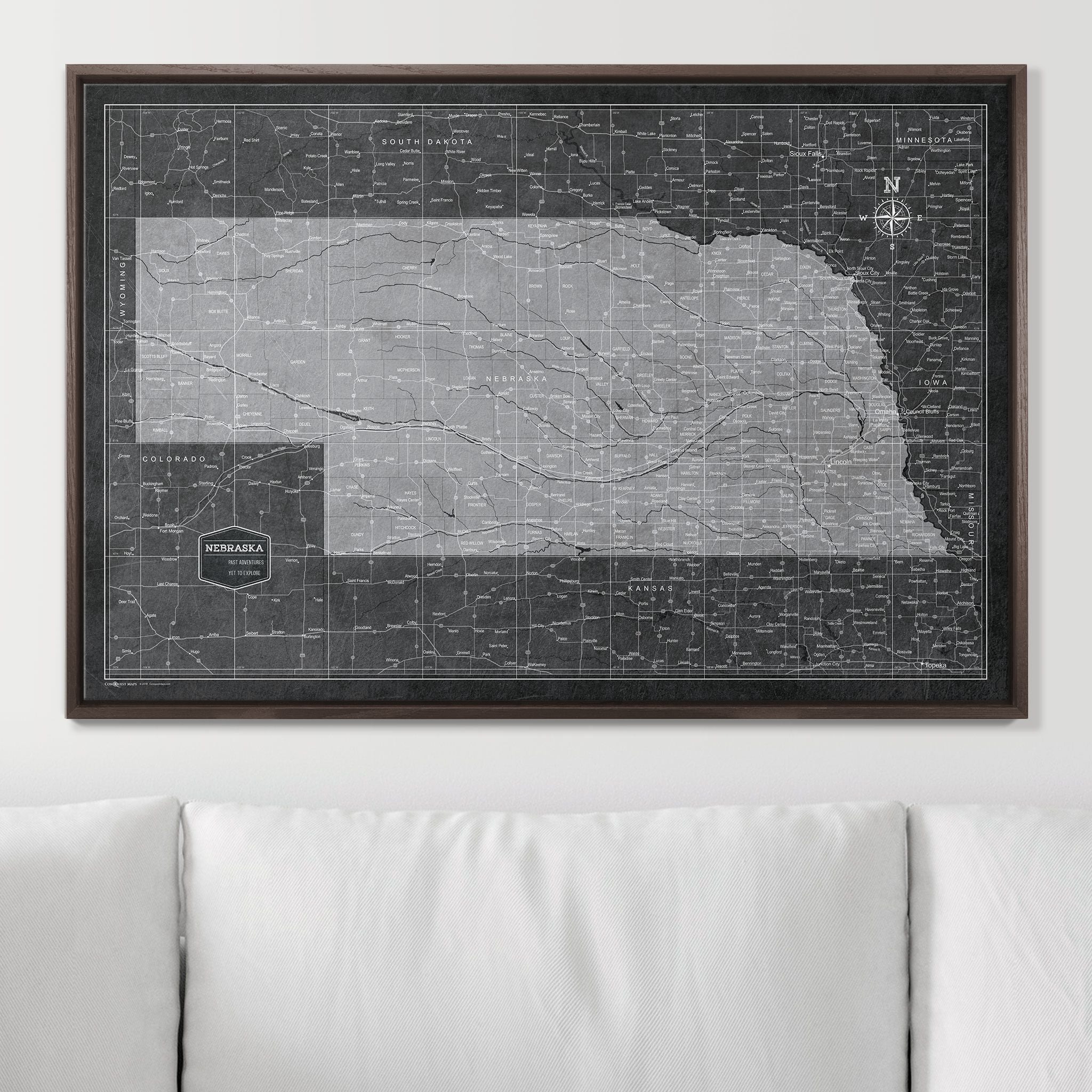 Push Pin Nebraska Map (Pin Board) - Modern Slate CM Pin Board