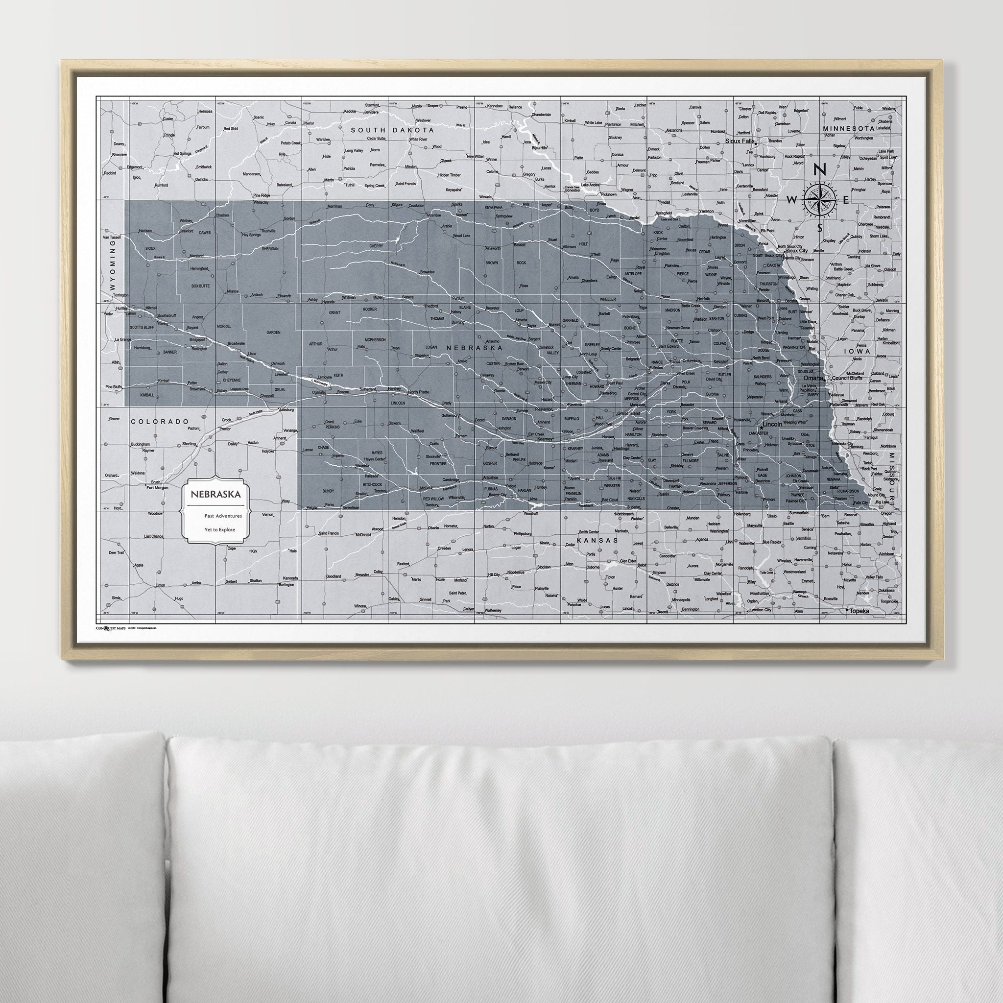 Push Pin Nebraska Map (Pin Board) - Dark Gray Color Splash CM Pin Board