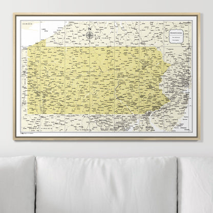 Push Pin Pennsylvania Map (Pin Board) - Yellow Color Splash CM Pin Board